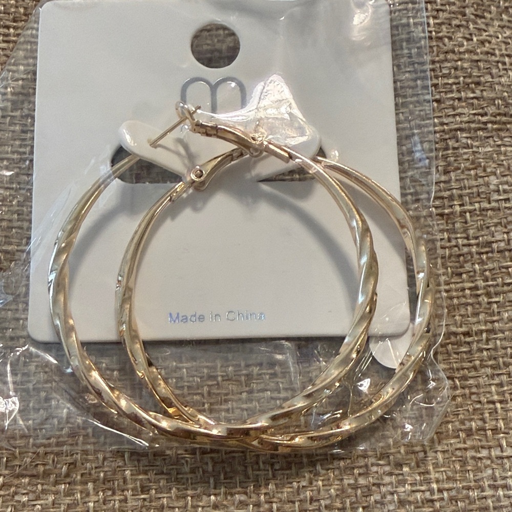 Gold-Tone Twisted Hoop Earrings - Women Jewelry